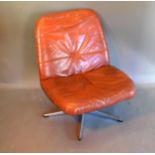 A 20th Century Leather Revolving Chair with Chromium Stand