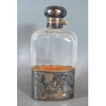 A London Silver and Cut Glass Spirit Flask 14 cms tall