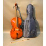 A Cello By Schroetter with bow and soft case