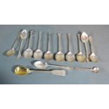 A Set of Six London Silver Coffee Spoons together with a set of five Sheffield silver teaspoons
