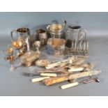 A Silver Plated Two Handled Trophy Cup together with a collection of silver plated items