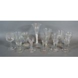 An Early Cordial Glass with air twist stem together with seven other cordial glasses