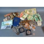 A Coin Collection, British and Foreign together with a small collection of bank notes