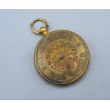 An 18ct Gold Cased Pocket Watch with base metal internal dust cover 4.5 cms diameter