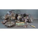A Sheffield Plated Four Piece Tea Service together with a collection of other silver plated items to
