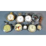 An Ingersoll Mickey Mouse Pocket Watch together with various other pocket watches and a wrist watch