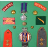 A General Service Medal awarded to Lt. M. R. Gribble QARANC together with related cloth and brass