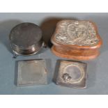 A Birmingham Silver Jewellery Box of circular form with engine turned decoration raised upon three