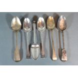 A Pair of George III Silver Tablespoons together with another similar and three other London