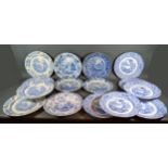 A Wedgwood 19th Century Underglaze Blue Decorated Dish together with a collection of other related