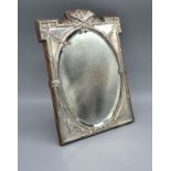 An Edwardian Silver Table Mirror with torch and quiver cresting Birmingham 1908 30 x 23 cms