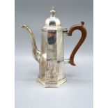 A George V Silver Coffee Pot of octagonal tapering form with shaped handle, Birmingham 1918, maker's