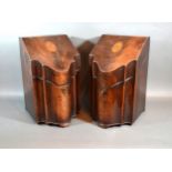 A Pair Of George III Mahogany Knife Boxes of serpentine form, each with an inlaid hinged cover