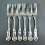 A Set Of Six Victorian Silver Kings Pattern Forks London 1887, makers G.M.J. 12 ozs.
