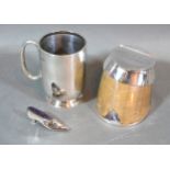 A Chester Silver Mug Of Plain Form together with a miniature Birmingham silver pin cushion in the