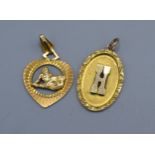 A 14ct Gold Pendant 2.4 gms together with a 9ct gold pendant 1.9 gms