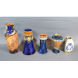 A Royal Doulton Stoneware Vase 17.5 cms tall together with four other similar Royal Doulton vases