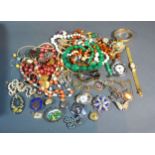 A Collection Of Jewellery to include bead necklaces, brooches and watches