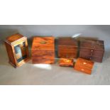 A 19th Century Mahogany Decanter Box together with an early 20th Century oak smokers' cabinet and