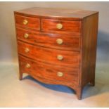 A 19th Century Mahogany Bow Fronted Chest, the reeded top above two short and three long drawers
