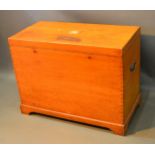 A Late 19th Century Oak Silver Chest, the hinged top above a plain front with brass side end handles