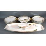 A Bavarian Porcelain Fish Set comprising large serving platter, 12 plates, a covered entree dish and