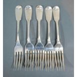 A Set Of Four William IV Silver Fiddle Pattern Forks London 1832 maker's mark WJ together with