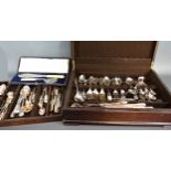 A Mahogany Cased Silver Plated Canteen Of Flatware by Cooper Brothers together with other similar