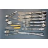 A Set Of Three Victorian Silver Fish Knives And Forks Sheffield 1858 together with a small