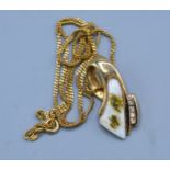 A 14ct Gold Diamond Set Pendant 6.3 gms together with an 18ct gold linked chain 2.9 gms