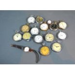 A Gold Plated Pocket Watch together with a collection of other pocket watches