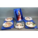 A Royal Doulton Figure 'Mantilla' HN3192 together with five Royal Doulton collectors' plates