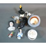 A Lincoln Bennett & Co. Ceramic Miniature Top Hat together with a small collection of other ceramics