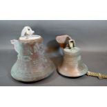 A Bronze Ship's Bell Inscribed 'Diana' and dated 1869 21 cms tall together with another ship's