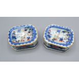 A Pair Of 19th Century Chinese Export Famille Rose Pattern Porcelain Salts