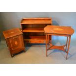 A 19th Century Mahogany Shell Inlaid Two Tier Occasional Table together with a mahogany bookcase and