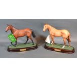 A Royal Doulton Model Of Red Rum Upon Oval Base, 22 cms tall together with another similar Mr