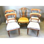 A Harlequin Set Of Four Victorian Mahogany Dining Chairs together with a Sheraton style side chair