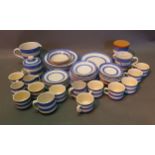 A Collection of T.G Green Tea and Dinner Ware, decorated with blue and white bands