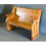 A Pine Pew with shaped ends 114 cms long