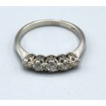 A Platinum Five Stone Diamond Ring set with five graduated diamonds within a pierced setting 3.1