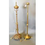 A Brass Lamp Standard together with another similar