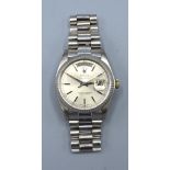 A Rolex 18ct. White Gold Oyster Perpetual Day Date Superlative Chronometer Gentleman's Wrist Watch