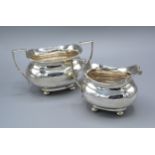 A George V Silver Two Handled Sucrier together with a matching cream jug, Birmingham 1924, 11 ozs.