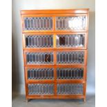 An Early 20th Century Mahogany Five Section Globe Wernicke type bookcase with lead glazed doors