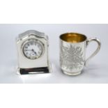 A Victorian Silver Christening Mug with engraved decoration, London 1894 together with a silver