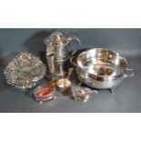 A Silver Plated Tankard together with a plated sweet meat dish and other items of silver plate