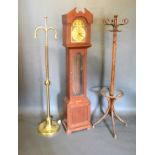 A Long Case Clock, the brass dial with Roman numerals together with a Bentwood hat and coat stand