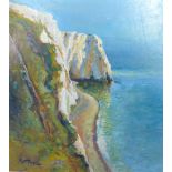 Matt Bruce 'Coastal Cliffs' oil on board, signed, 29 x 24.5 cms