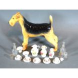 A Beswick Model Of An Airedale together with a collection of glass miniature tea ware